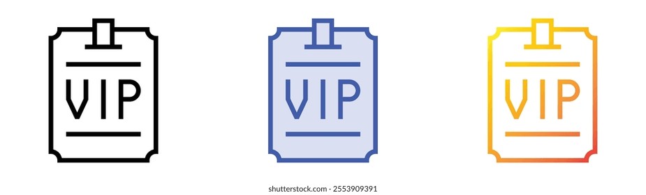 vip card icon. Linear, Blue Fill and Gradient Style Design Isolated On White Background