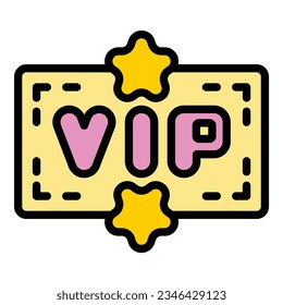 Vip card icon outline vector. Event party. Movie art color flat