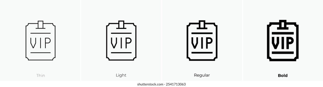 vip card icon. Thin, Light Regular And Bold style design isolated on white background