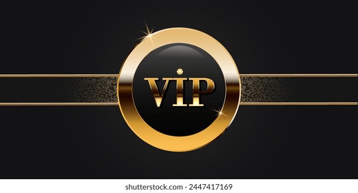 VIP card. A luxurious dark background with golden lines and glitter. A premium card.