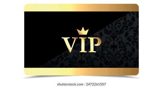 VIP. VIP card. Luxury template design. Vip gold ticket. Vip in abstract style on black background. Premium card.	