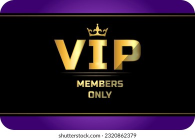Tarjeta VIP para miembros con corona. Ilustración vectorial.