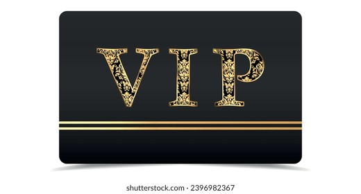 VIP.VIP card. Premium card.Vip gold ticket.Vip in abstract style on black background.	