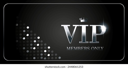 Tarjeta VIP con Elementos plateados y efecto glitter. Fondo premium de lujo.Ilustración vectorial.