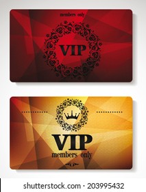 Vip cards with floral design elements and abstract background