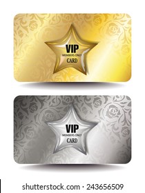 VIP CARDS WITH FLORAL DESIGN AND SHINY STAR