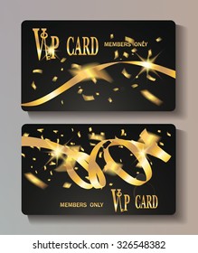 Vip cards with gold flying ticker tapes