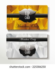 Vip cards with polygonal background