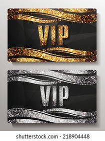 VIP cards with shiny letters and elements