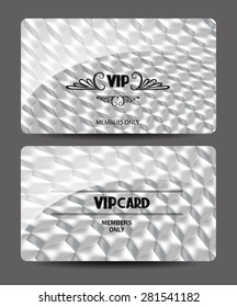 Vip cards with silver textured background