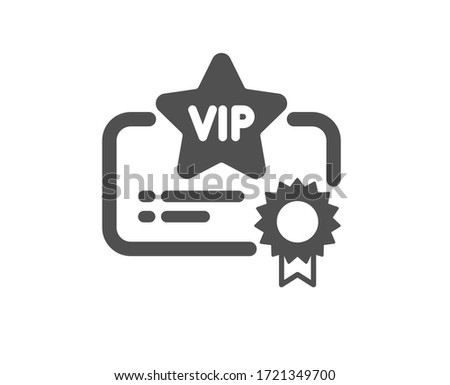 Vip certificate icon. Very important person document sign. Member club privilege symbol. Classic flat style. Quality design element. Simple vip certificate icon. Vector