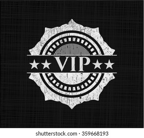 VIP chalk emblem written on a blackboard