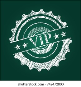 VIP chalk emblem written on a blackboard