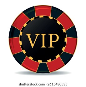 VIP chip. Vector bright stylish design for casino, poker, roulette and other different games isolated on white background
