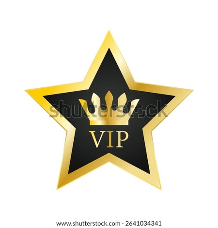 VIP client's badge. A star with a crown isolated on a white background. Vector illustration