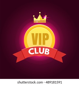 VIP club logo in flat style