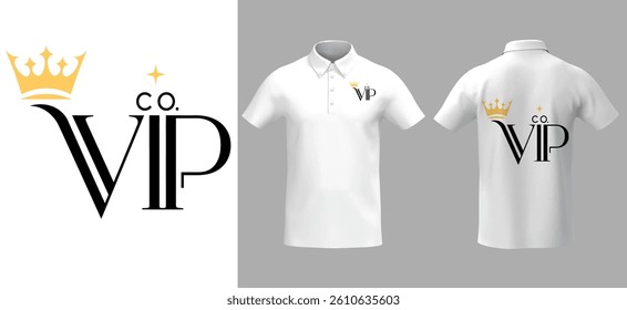 VIP Co. Crown Logo Polo T-Shirt – Elegant White Edition