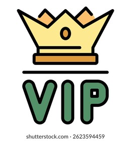 VIP-Kronensymbol. Umriss VIP-Krone, Vektorsymbol, Farbe, flach, einzeln