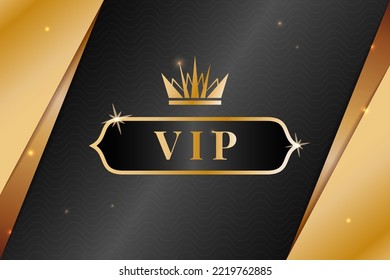 Vip crown. Luxury premium gold background, label frame. Black and golden award banner, royal badge. premium imperial sign. Modern elegant card, queen logo design vector pattern garish design