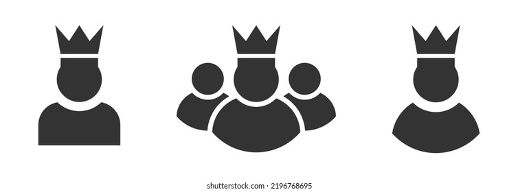 VIP Customer Icon. King User Icon. Admin Symbol. Flat Vector Illustration.