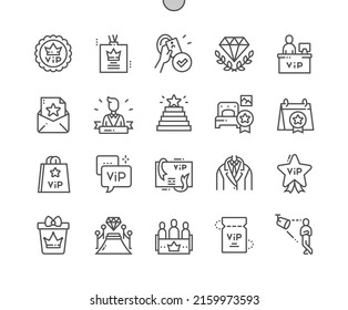 VIP. Diamond and luxury. Premium quality. Vip person. Pixel Perfect Vector Thin Line Icons. Simple Minimal Pictogram