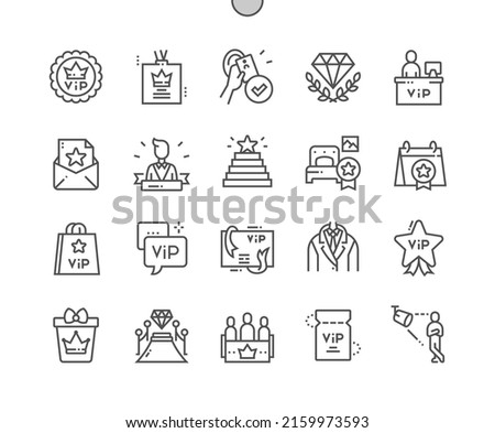 VIP. Diamond and luxury. Premium quality. Vip person. Pixel Perfect Vector Thin Line Icons. Simple Minimal Pictogram