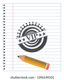 VIP drawn in pencil. Vector Illustration. Detailed.