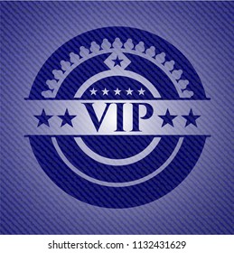 VIP emblem with denim high quality background