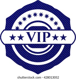 VIP emblem with denim high quality background