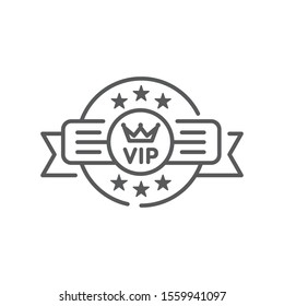 Vip emblem line black icon. Exclusive membership. Sign for web page, mobile app, button, logo. Vector isolated button.