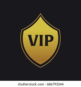 Vip emblem with shield. Luxury Vector illustration