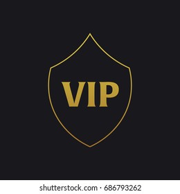 Vip emblem with shield. Luxury Vector illustration