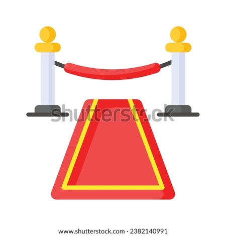 Vip entrance red carpet vector design, a welcome red mat, concept of cinema premier editable icon