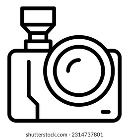 Vector de contorno de icono de cámara de evento Vip. Concierto musical. Billete de pareja