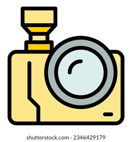 Vip event camera icon outline vector. Music concert. Couple ticket color flat