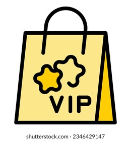 Vip event gift bag icon outline vector. Music concert. Cinema star color flat