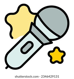 Vip event microphone icon outline vector. Music concert. Movie art color flat