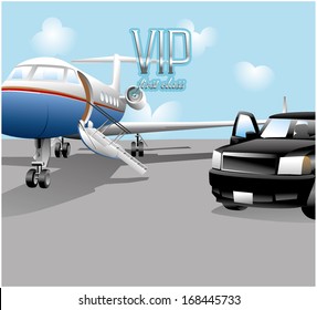 VIP first class transportation, jet private, black truck 