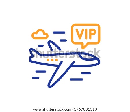 Vip flight line icon. Very important person airplane sign. Charter plane symbol. Colorful thin line outline concept. Linear style vip flight icon. Editable stroke. Vector
