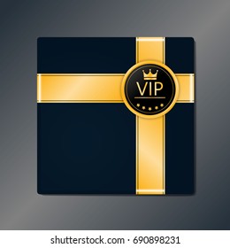 vip gift box gold ribbon, badge, premium invitation card poster flyer 