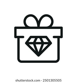 VIP-Geschenkbox einzeln Symbol, Premium-Schmuck-Geschenk-Vektorsymbol mit bearbeitbarem Strich