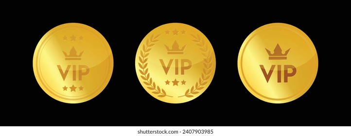 VIP Gold Badge, Set of VIP gold badges for important person and special membership