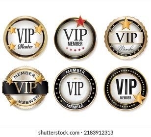 VIP gold and black labels and badges collection