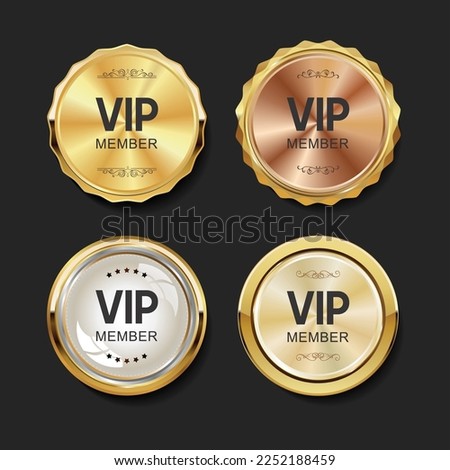 VIP gold and black labels and badges collection