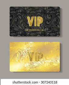 Vip Gold Cards Floral Design Stock Vector (Royalty Free) 307243118 ...