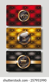 VIP gold cards with leather texture