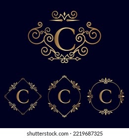 vip gold logo letter C