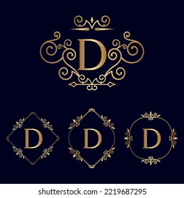 vip gold logo letter D