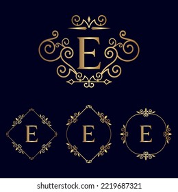 vip gold logo letter E