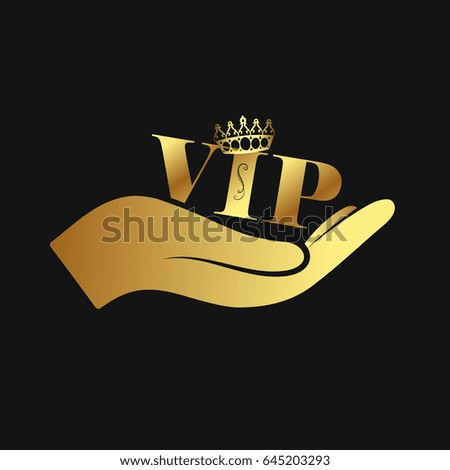 Vip gold symbol in hand